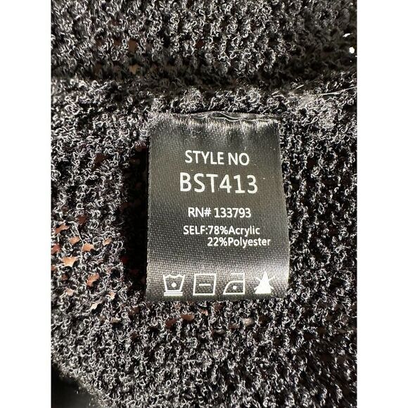 POL Anthropologie Black Open Knit Sweater EUC - Picture 6 of 8